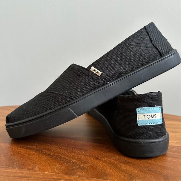 TOMS • Women’s Alpargata Heritage Canvas Shoes • Black on Black • 8.5 - Picture 8 of 15